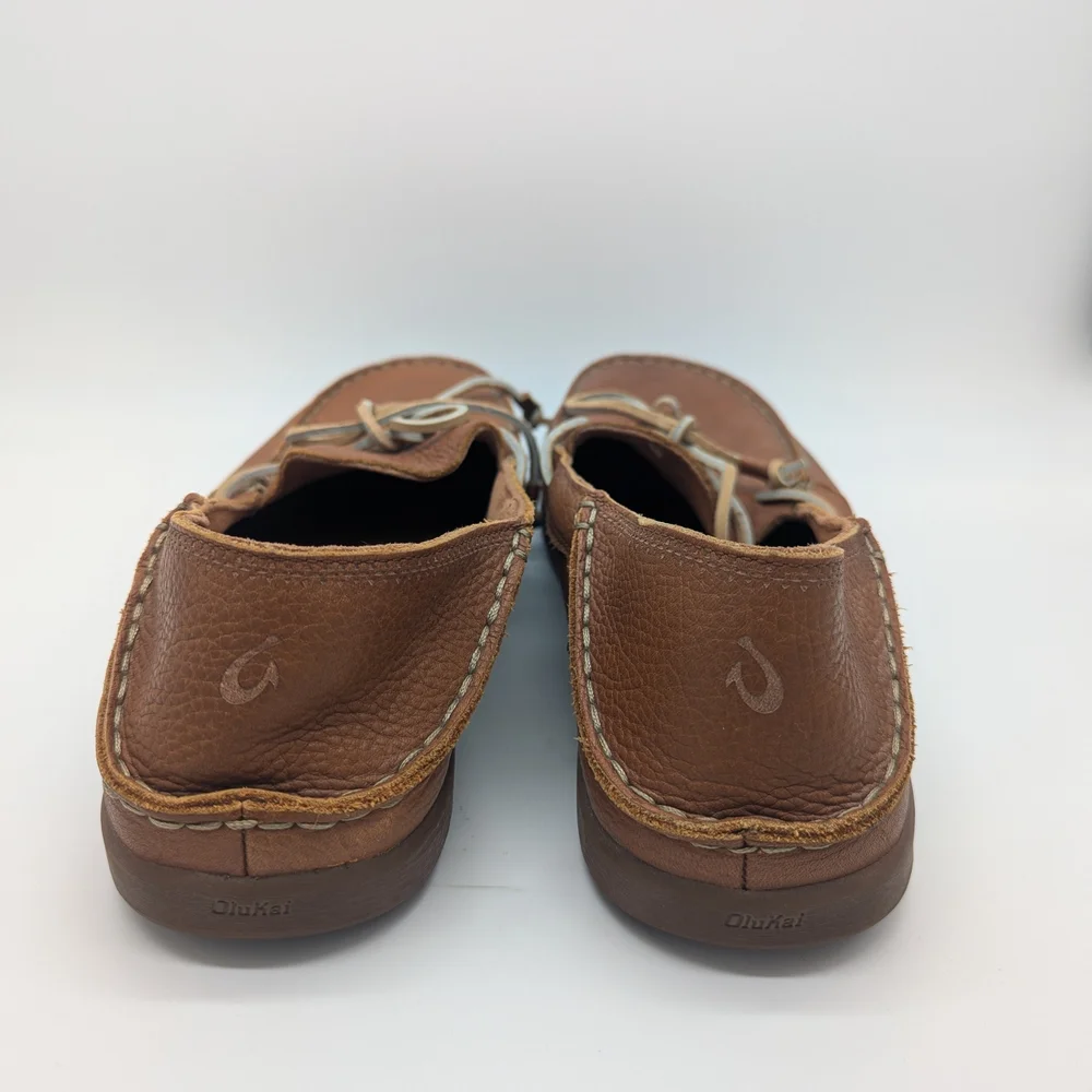 Olukai Huli Men's Brown Leather Shoes Size 13 Driving Resort Luxury Minimalist